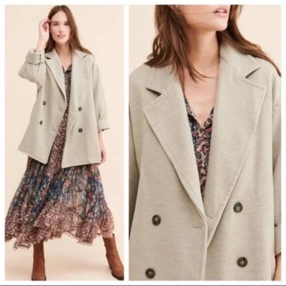 Free People Hannah Slouchy Boyfriend Oregano Blazer Coat Jacket